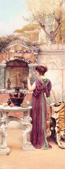 John William Godward At the Garden Shrine, Pompeii oil painting image